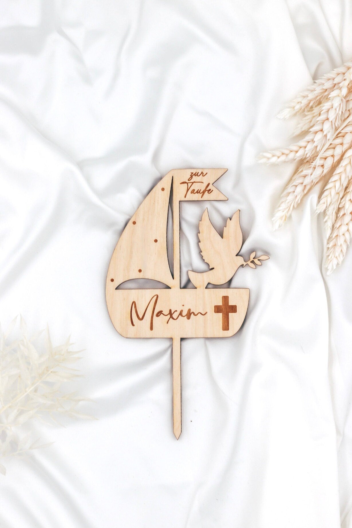 Caketopper aus Holz - Taufe - Mit Personalisierung / Namen