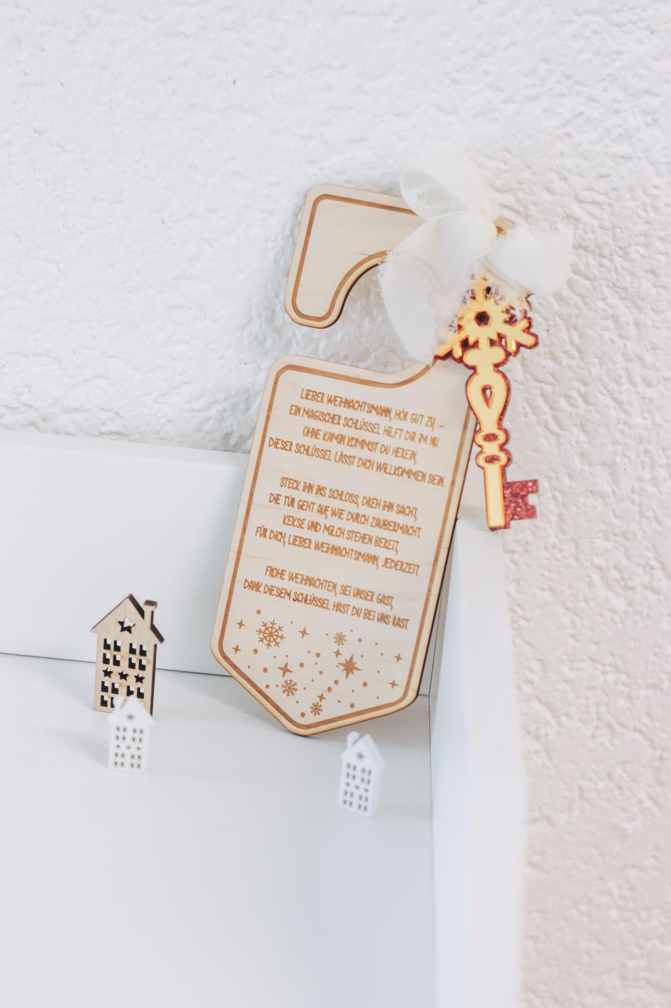 Weihnachtsdeko Kindergeschenk Magischer Schlüssel - Weihnachtsmann Wunschzettel Dekoration Tischdeko - Haushalte ohne Kamin