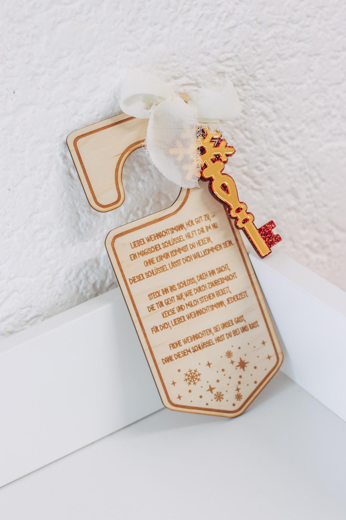 Weihnachtsdeko Kindergeschenk Magischer Schlüssel - Weihnachtsmann Wunschzettel Dekoration Tischdeko - Haushalte ohne Kamin