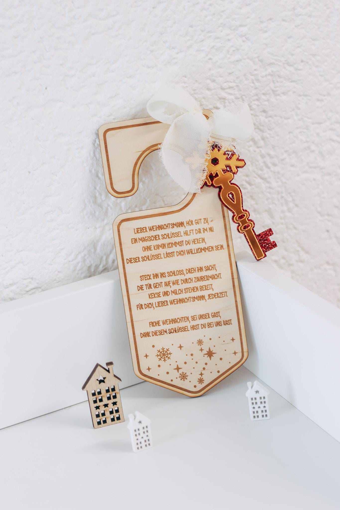 Weihnachtsdeko Kindergeschenk Magischer Schlüssel - Weihnachtsmann Wunschzettel Dekoration Tischdeko - Haushalte ohne Kamin