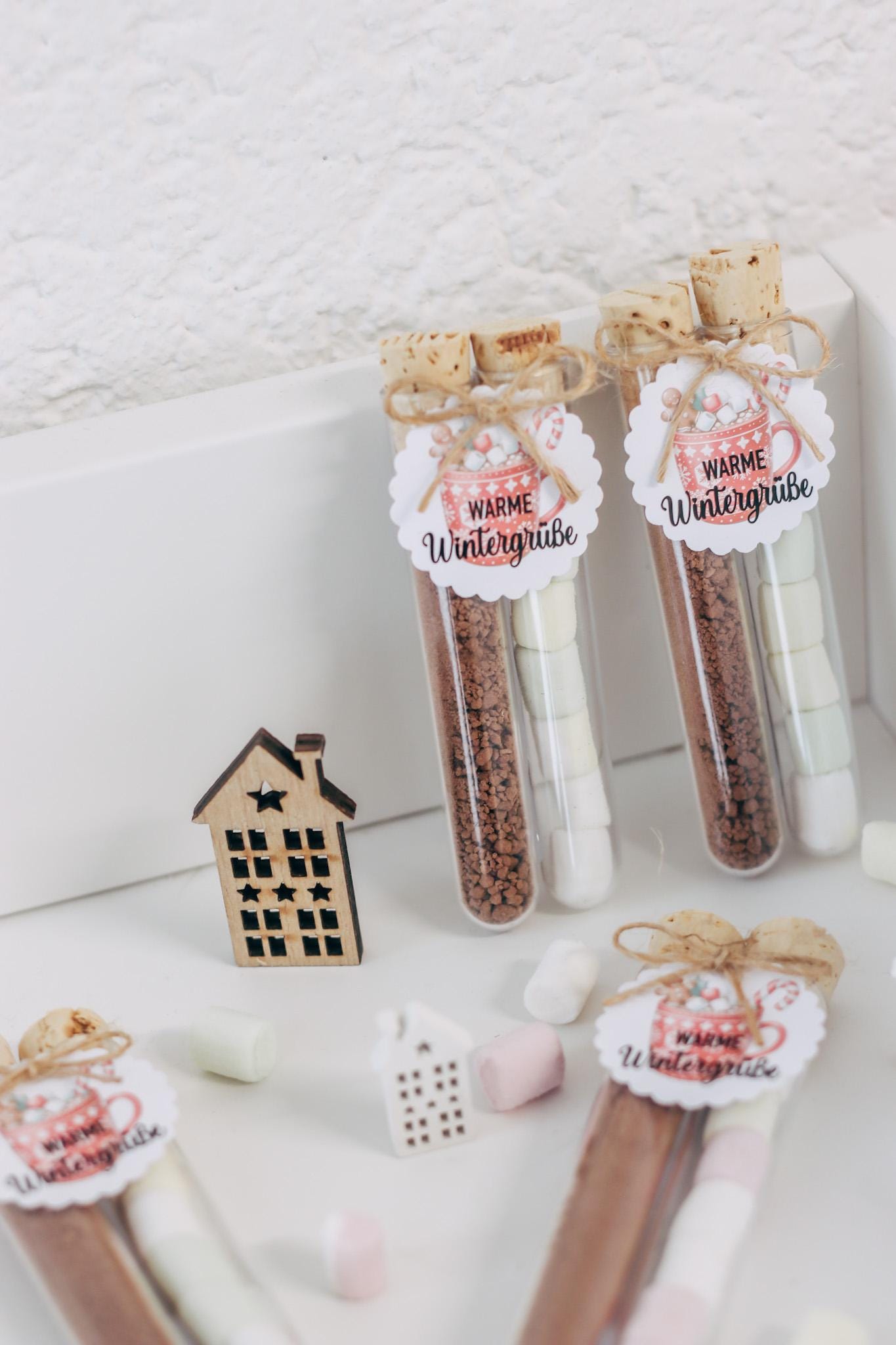 Gastgeschenk Weihnachten - Warme Wintergrüße Kakao & Marshmallows - Mitarbeiter Geschenk, Wichtelgeschenk, Geschenk unter Kollegen