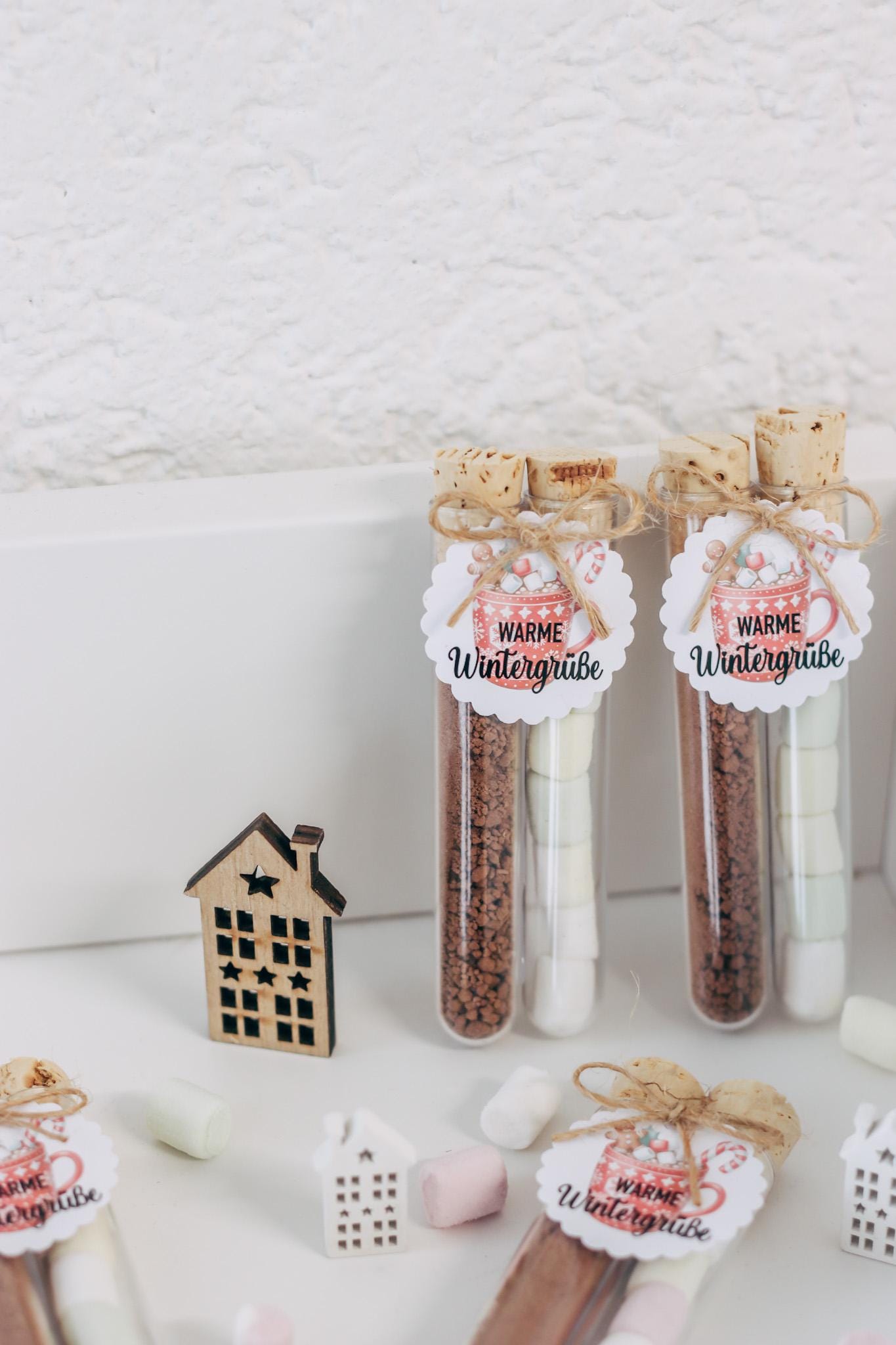 Gastgeschenk Weihnachten - Warme Wintergrüße Kakao & Marshmallows - Mitarbeiter Geschenk, Wichtelgeschenk, Geschenk unter Kollegen