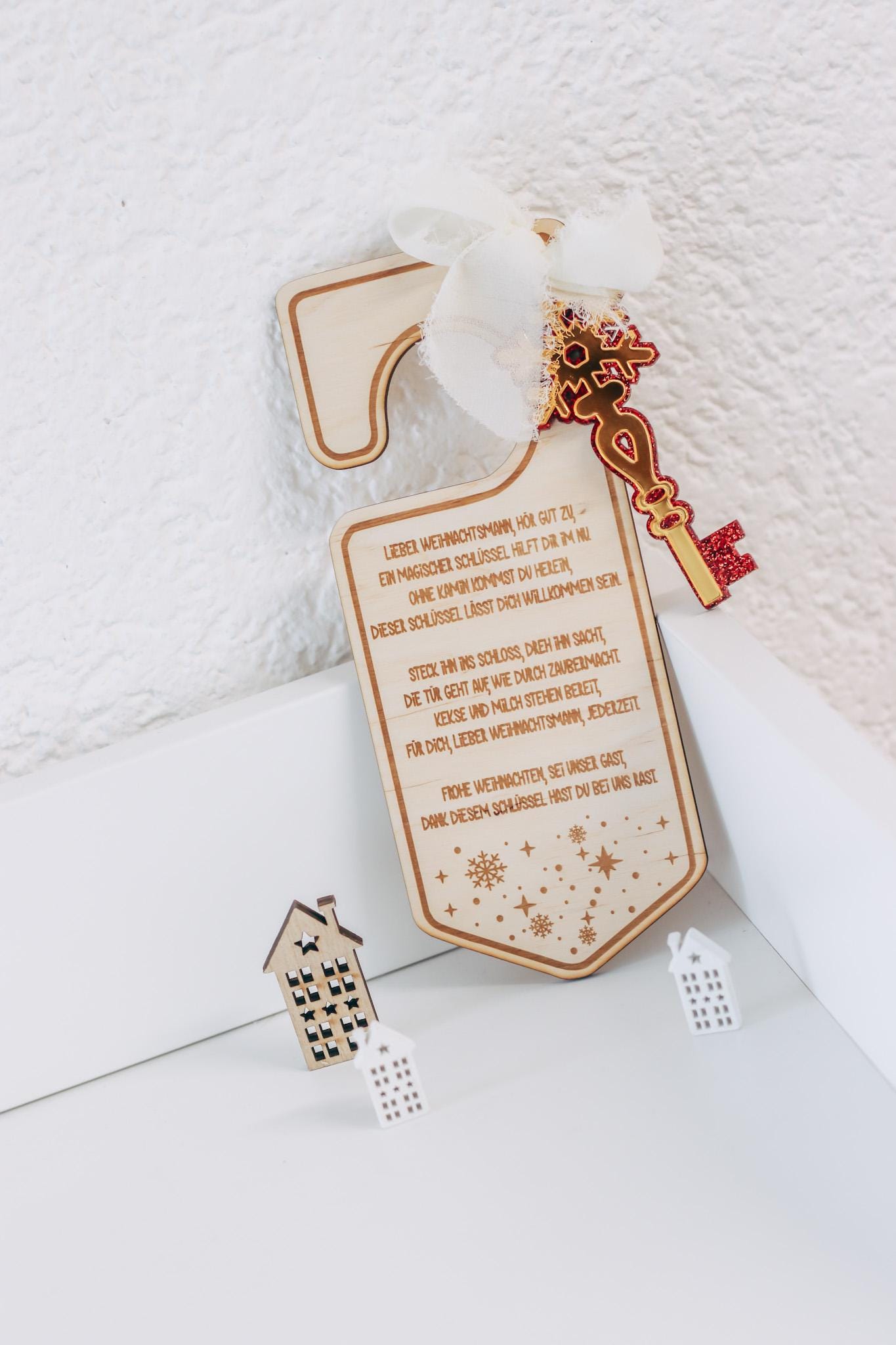 Weihnachtsdeko Kindergeschenk Magischer Schlüssel - Weihnachtsmann Wunschzettel Dekoration Tischdeko - Haushalte ohne Kamin