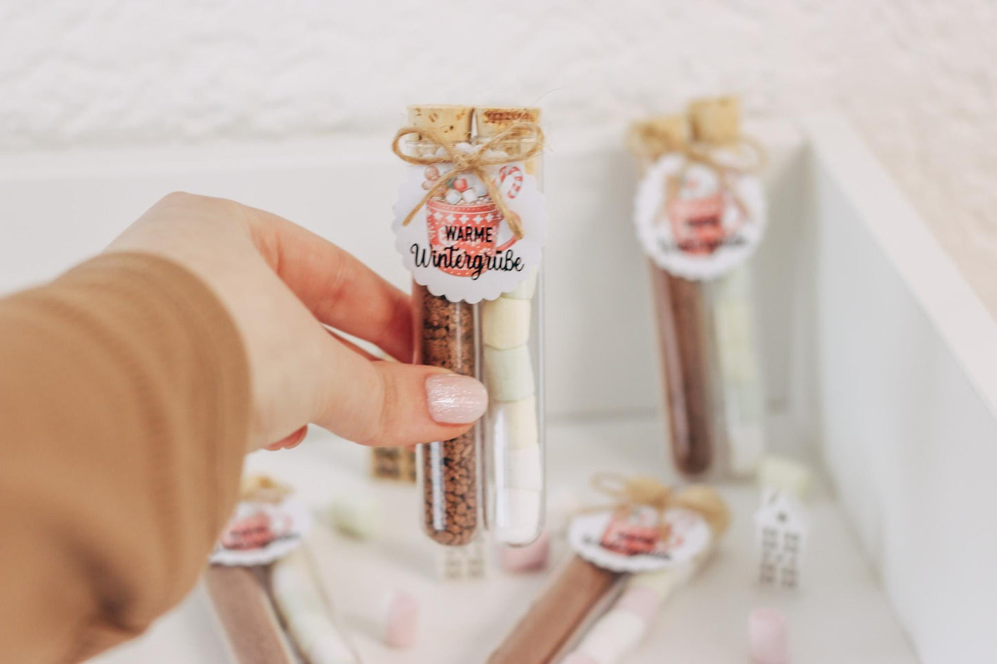 Gastgeschenk Weihnachten - Warme Wintergrüße Kakao & Marshmallows - Mitarbeiter Geschenk, Wichtelgeschenk, Geschenk unter Kollegen