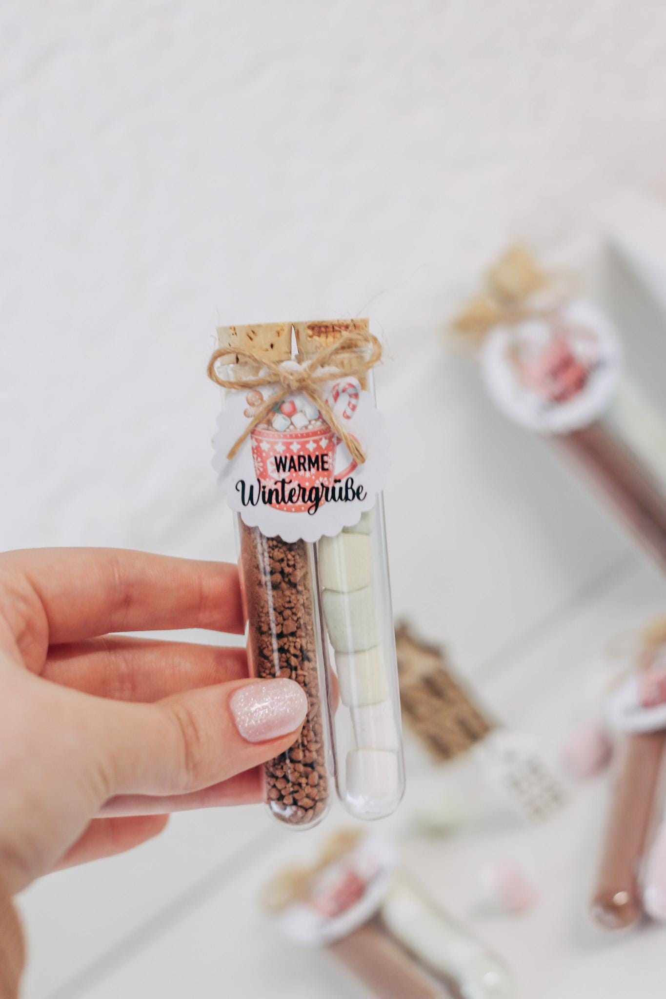 Gastgeschenk Weihnachten - Warme Wintergrüße Kakao & Marshmallows - Mitarbeiter Geschenk, Wichtelgeschenk, Geschenk unter Kollegen