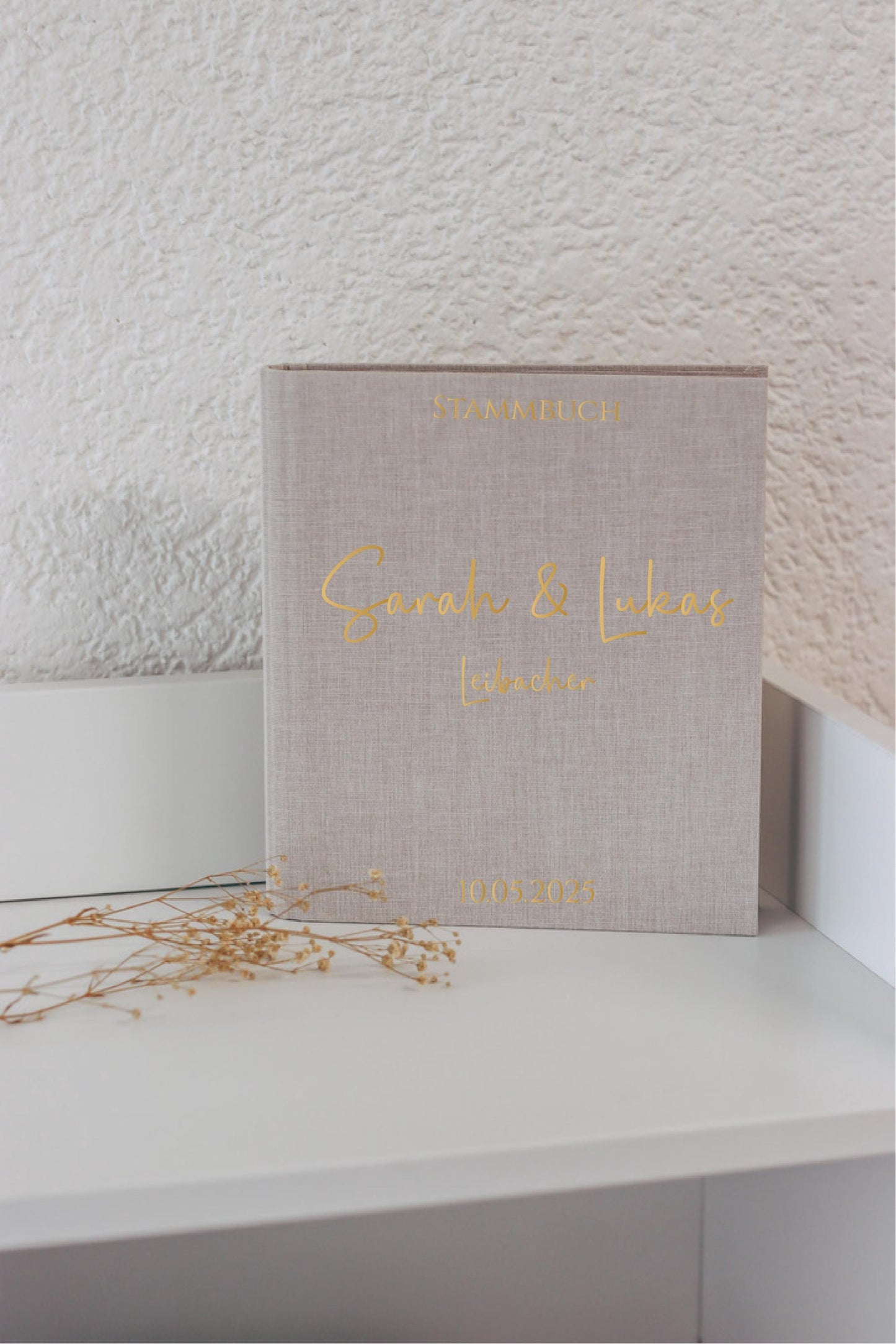 Stammbuch A5 personalisiert, Leinen Cover, Hochzeit, Stammbuch der Familie, Namen & Datum