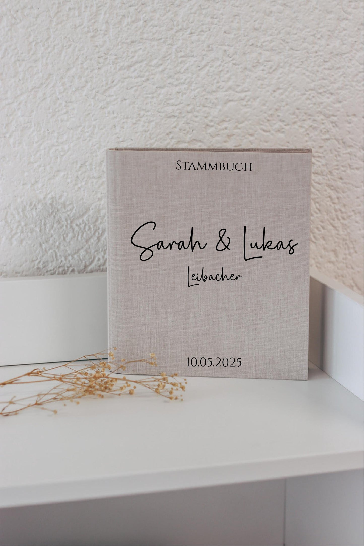 Stammbuch A5 personalisiert, Leinen Cover, Hochzeit, Stammbuch der Familie, Namen & Datum