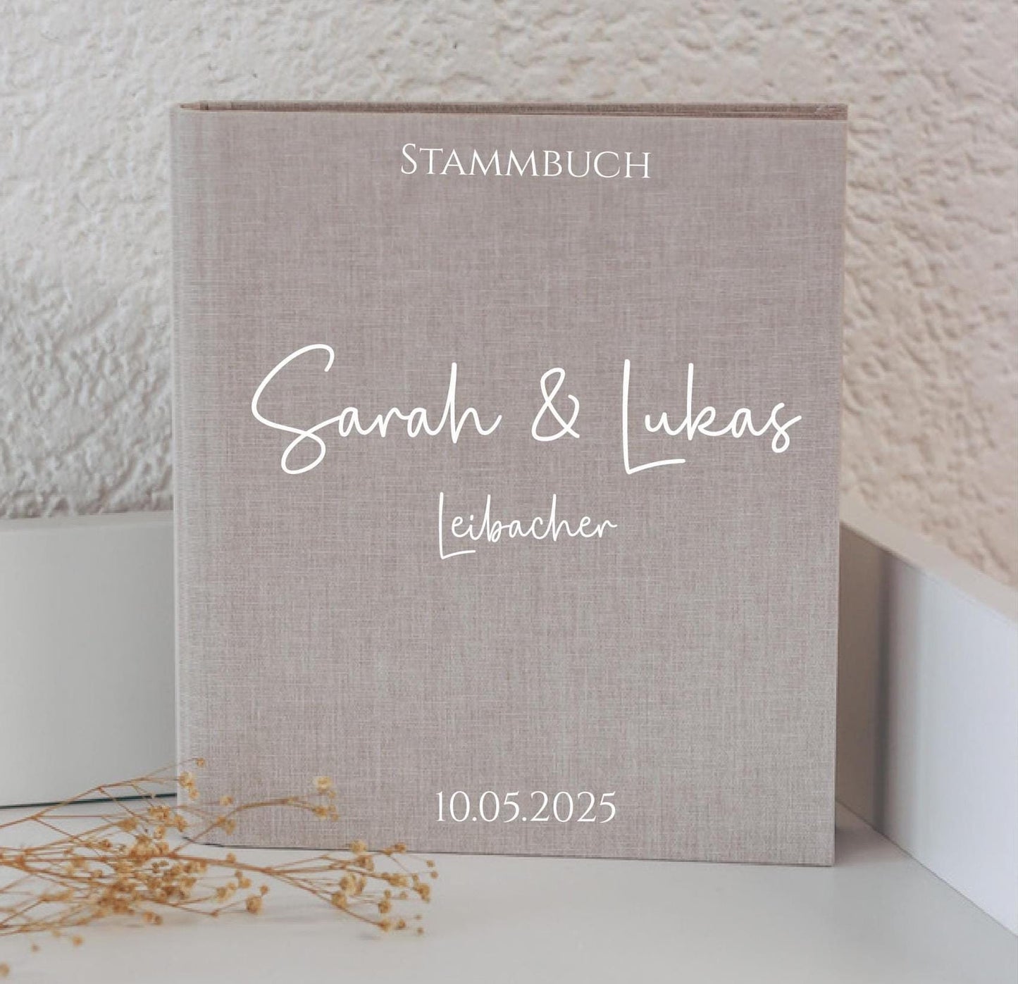 Stammbuch A5 personalisiert, Leinen Cover, Hochzeit, Stammbuch der Familie, Namen & Datum