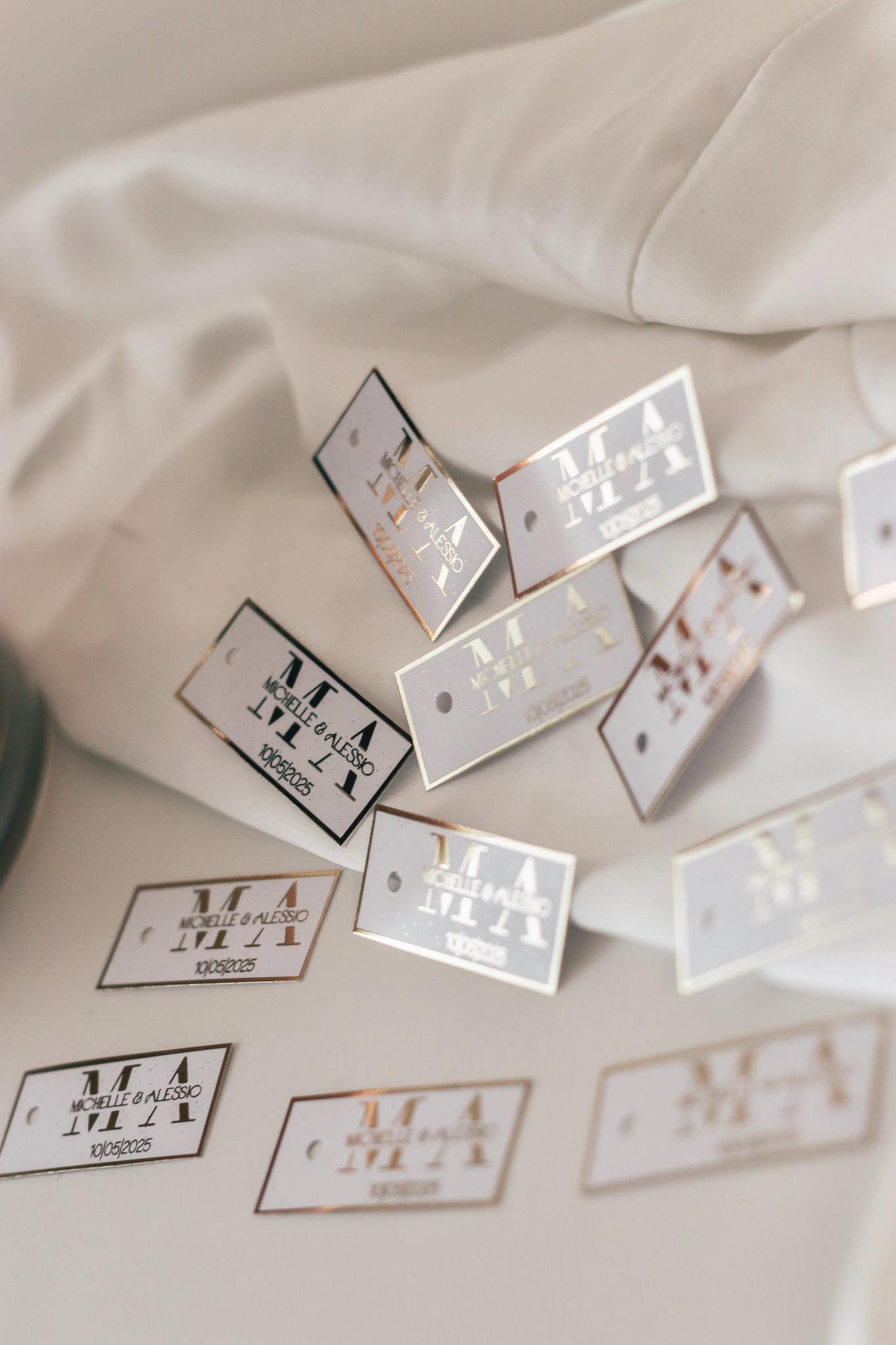 Personalisierte Etiketten für Gastgeschenke mit metallic Veredelung in gold oder silber, Hochzeit, Taufe, Geburtstag, Sözümüz Söz, Verlobung