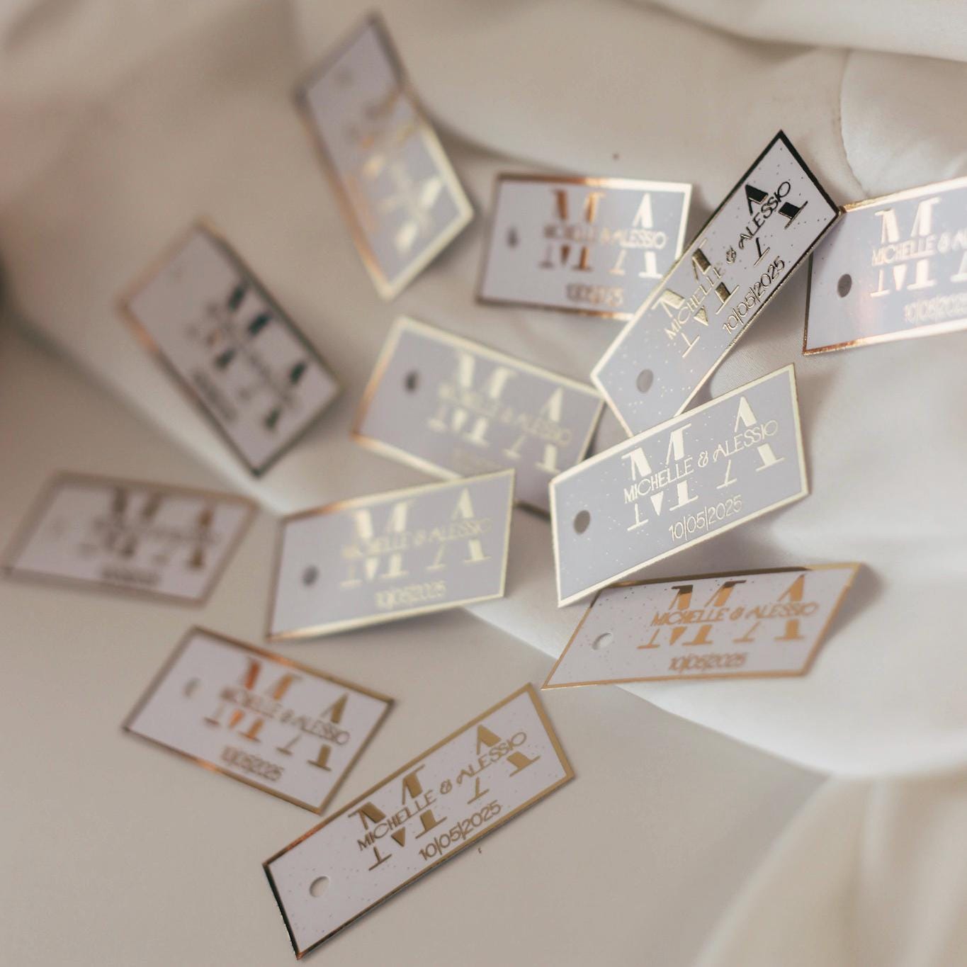 Personalisierte Etiketten für Gastgeschenke mit metallic Veredelung in gold oder silber, Hochzeit, Taufe, Geburtstag, Sözümüz Söz, Verlobung