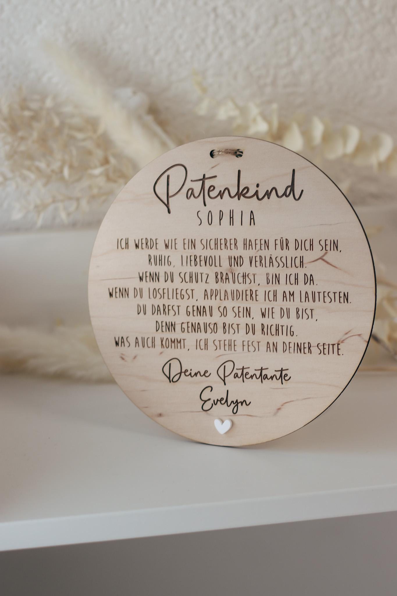 Patenkind Schild personalisiert | Geschenk zur Taufe mit Name, Widmung & Herz | Patentante Patenonkel Taufgeschenk aus Holz