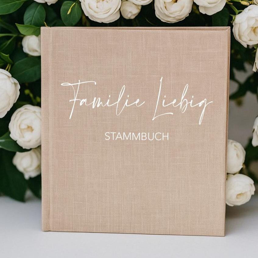 Stammbuch Familie Nachname Leinen A4 A5 | Personalisiertes Stammbuch Hochzeit | Stammbuch Mappe Standesamt