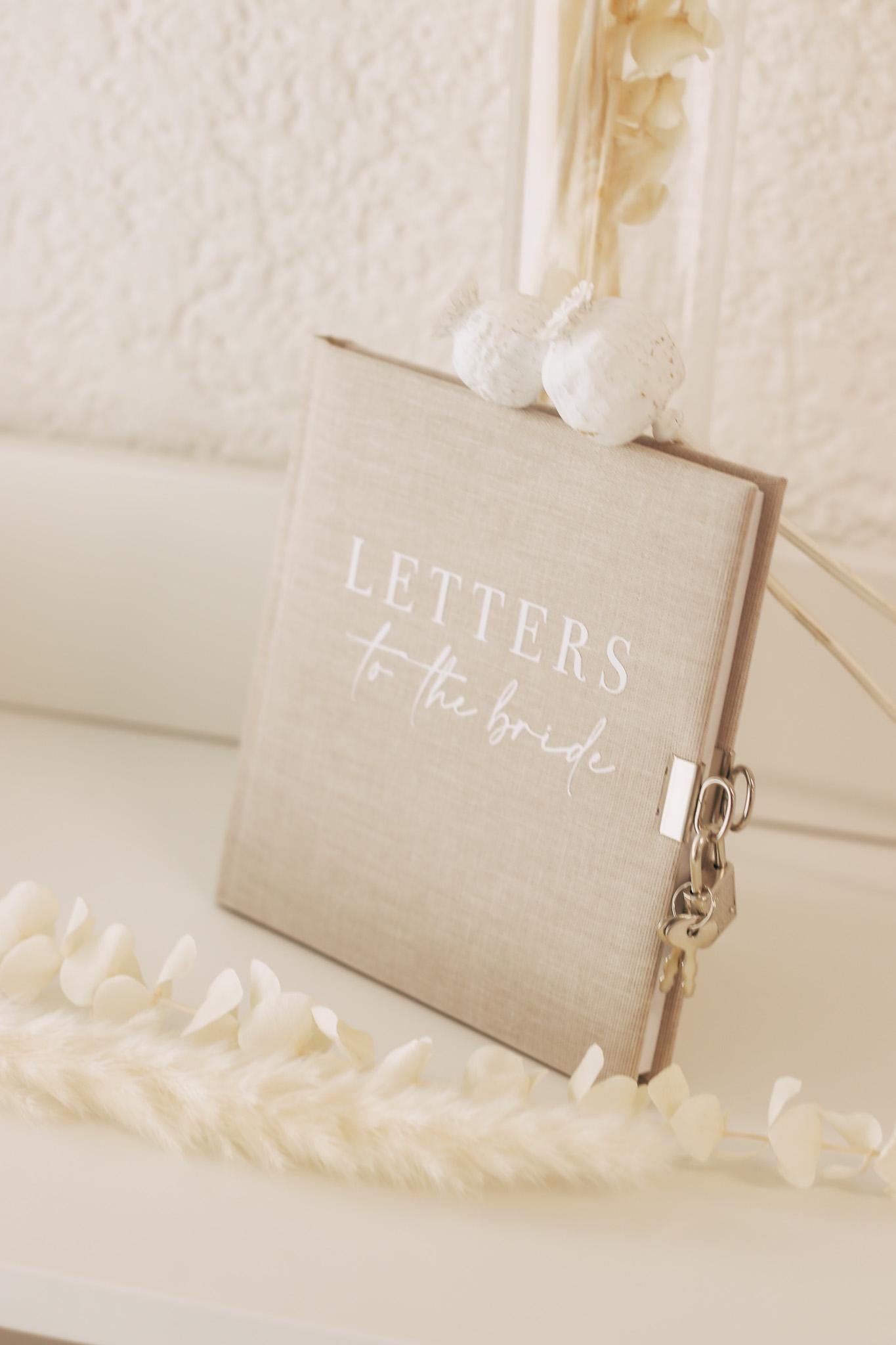 Letters to the Bride Buch mit Schloss | Leinenbuch Beige für die Braut | JGA Geschenk Trauzeugin Brautjungfer Erinnerungsalbum