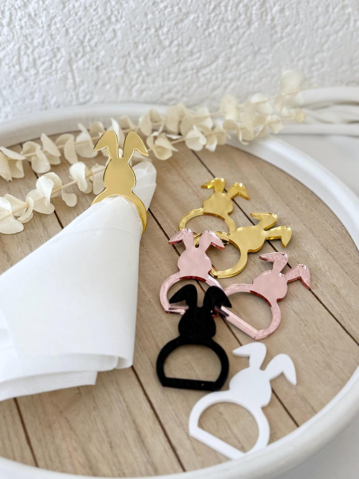 Serviettenring Hase Acryl Ostern, Oster Tischdeko, Serviettenhalter Hase, Osterdeko Tisch, Napkin Ring Bunny, Oster Tischdeko Set