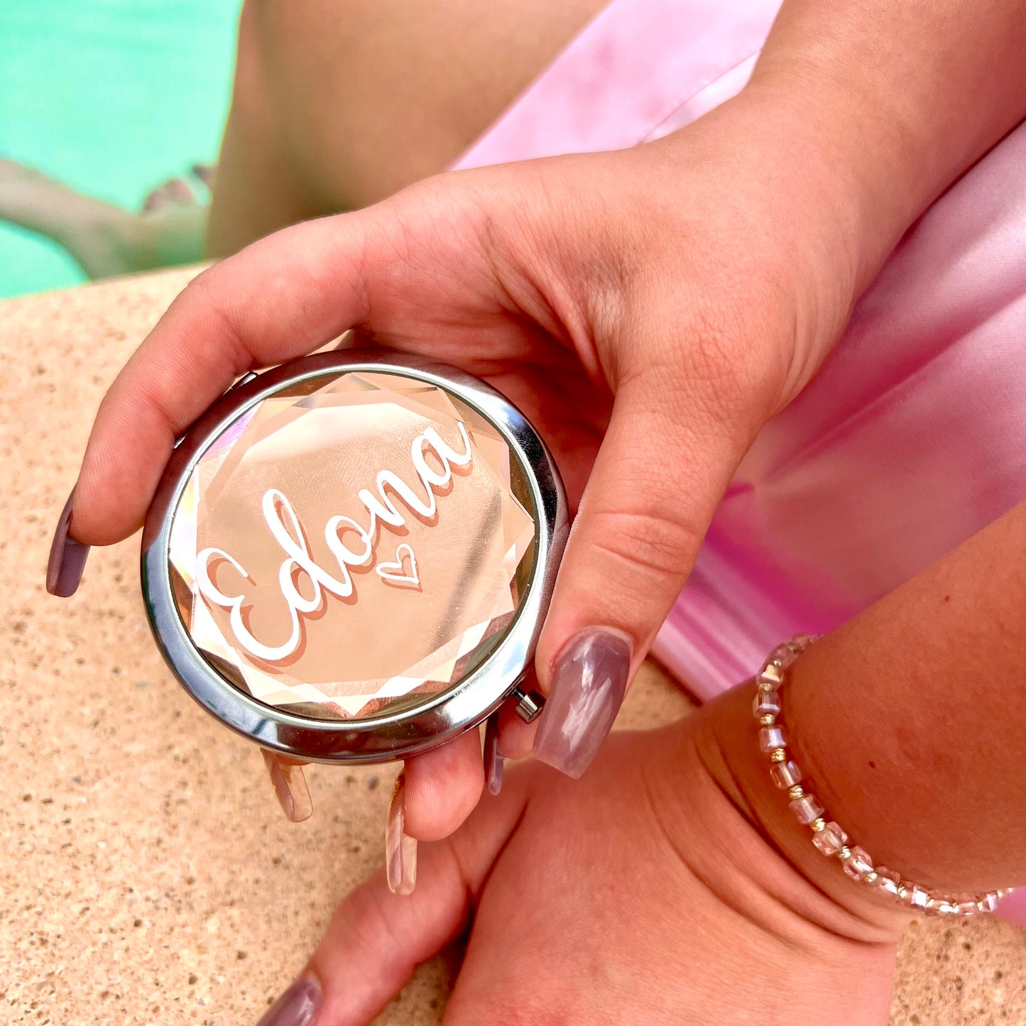Kosmetikspiegel personalisiert - Geschenkidee - Brautjungfer Trauzeugin Mama Beste Freundin - Rosegold - Gold