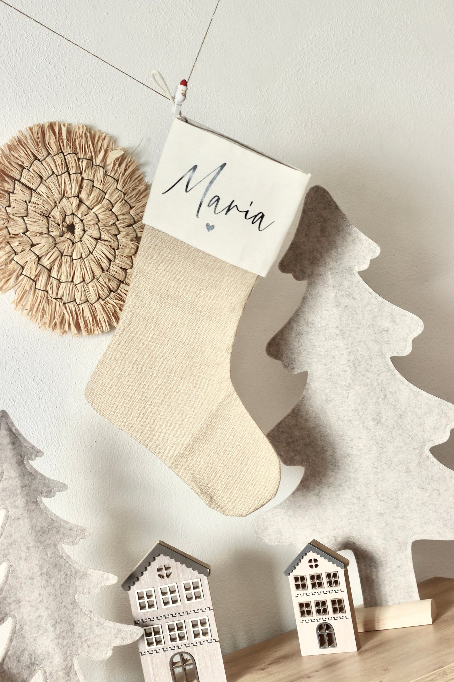 Nikolausstiefel Personalisiert mit Name und Herz - Weihnachtsstiefel - Nikolausstrumpf für Weihnachtsgeschenke Nikolaustag