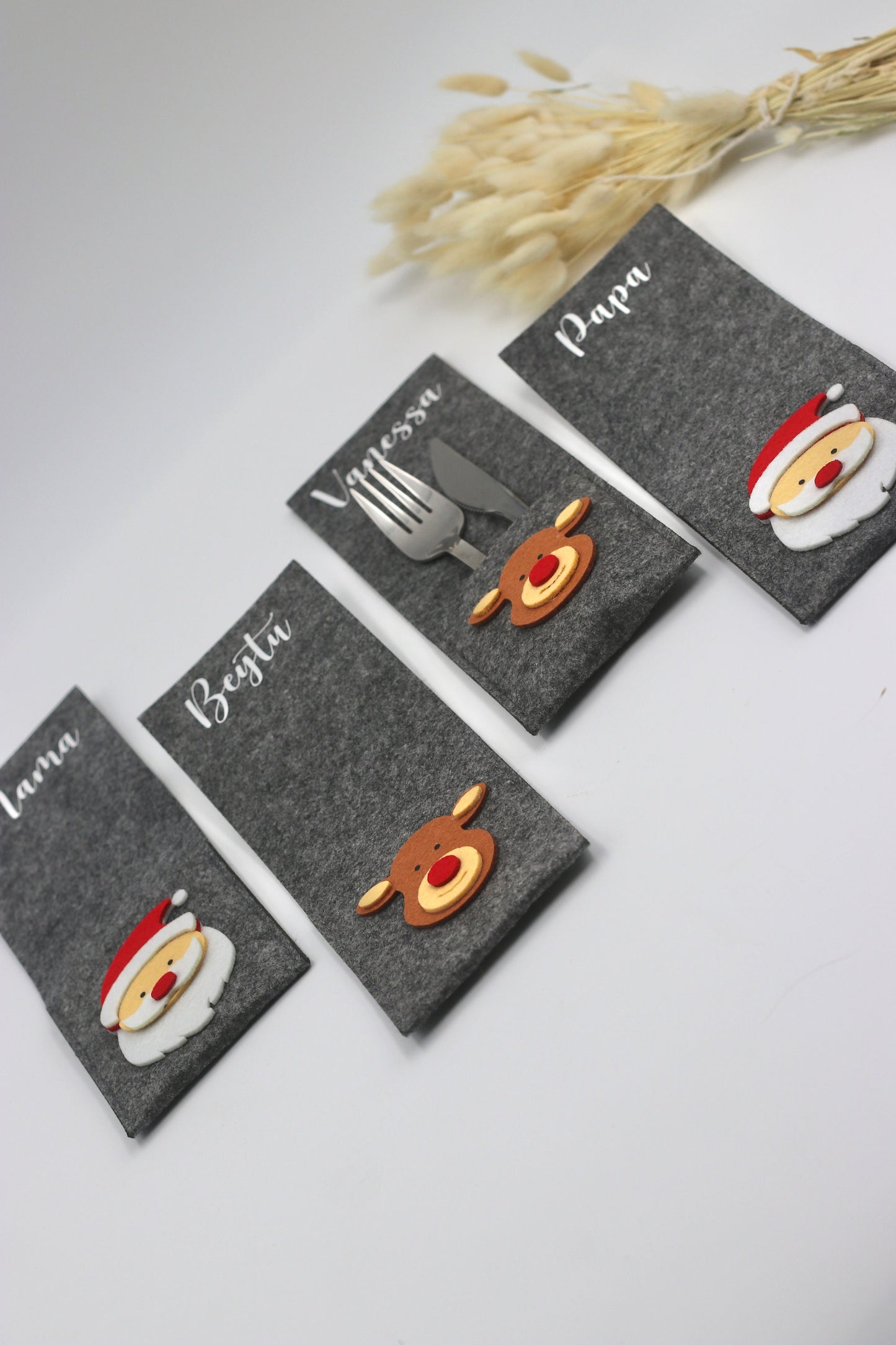 Bestecktasche Weihnachten, Besteckhalter aus Filz personalisiert Tischdeko Weihnachten