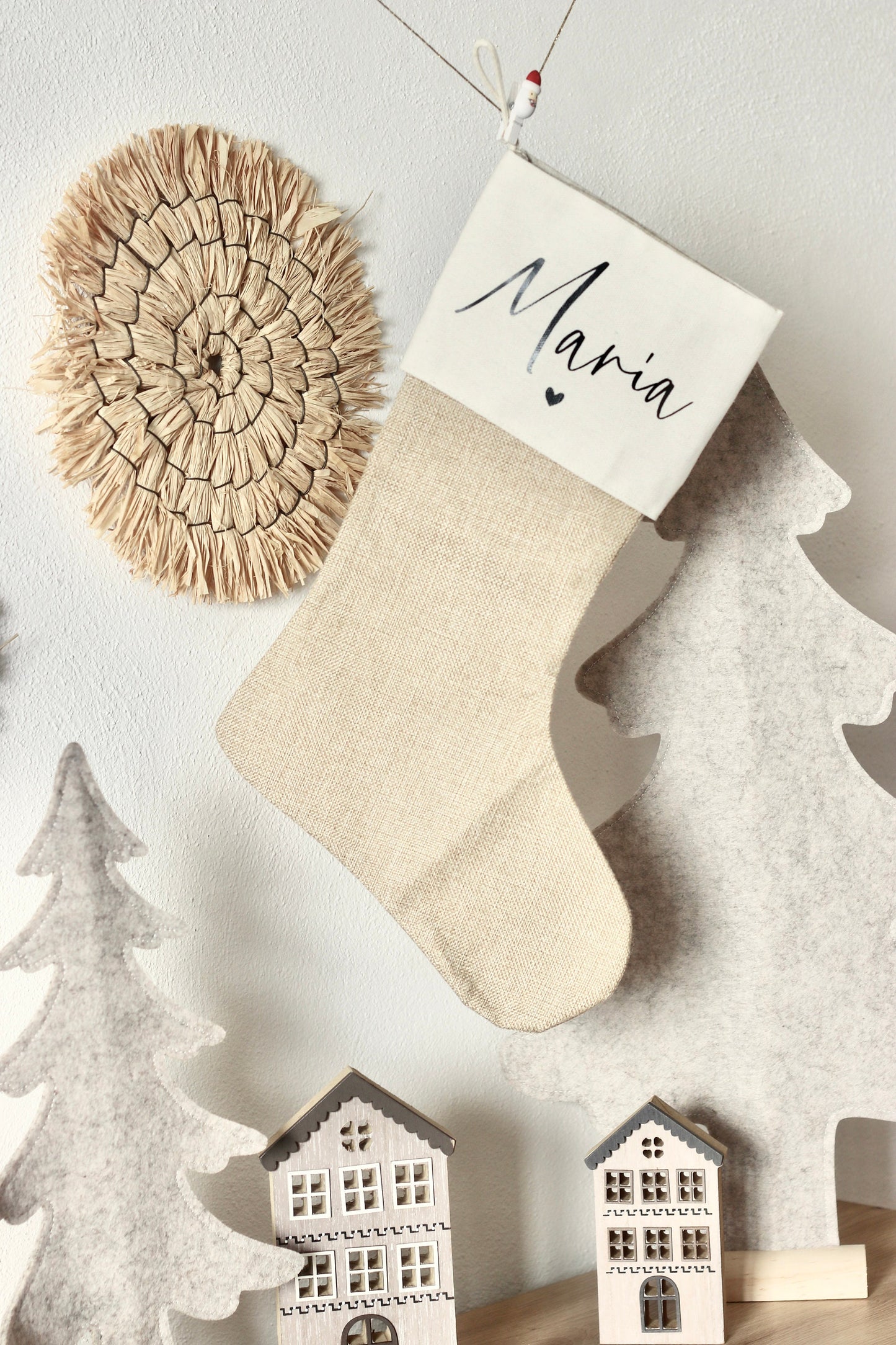 Nikolausstiefel Personalisiert mit Name und Herz - Weihnachtsstiefel - Nikolausstrumpf für Weihnachtsgeschenke Nikolaustag