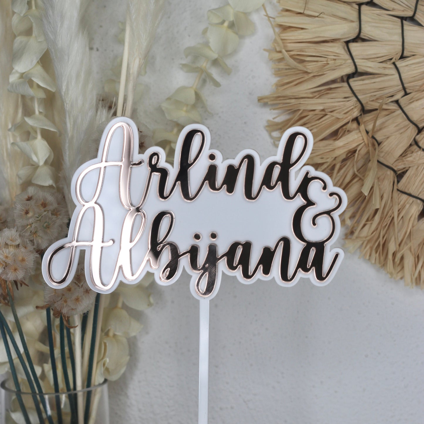 Cake Topper Hochzeit Verlobung | Cake Topper Wedding | Acryl gedoppelt | Weiß, Gold, Silber, Rosegold