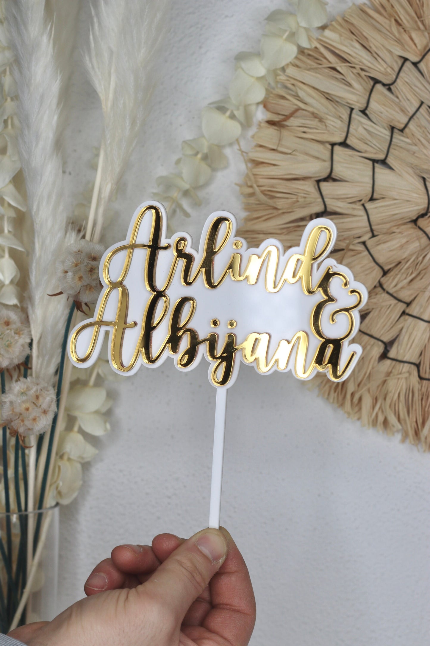 Cake Topper Hochzeit Verlobung | Cake Topper Wedding | Acryl gedoppelt | Weiß, Gold, Silber, Rosegold