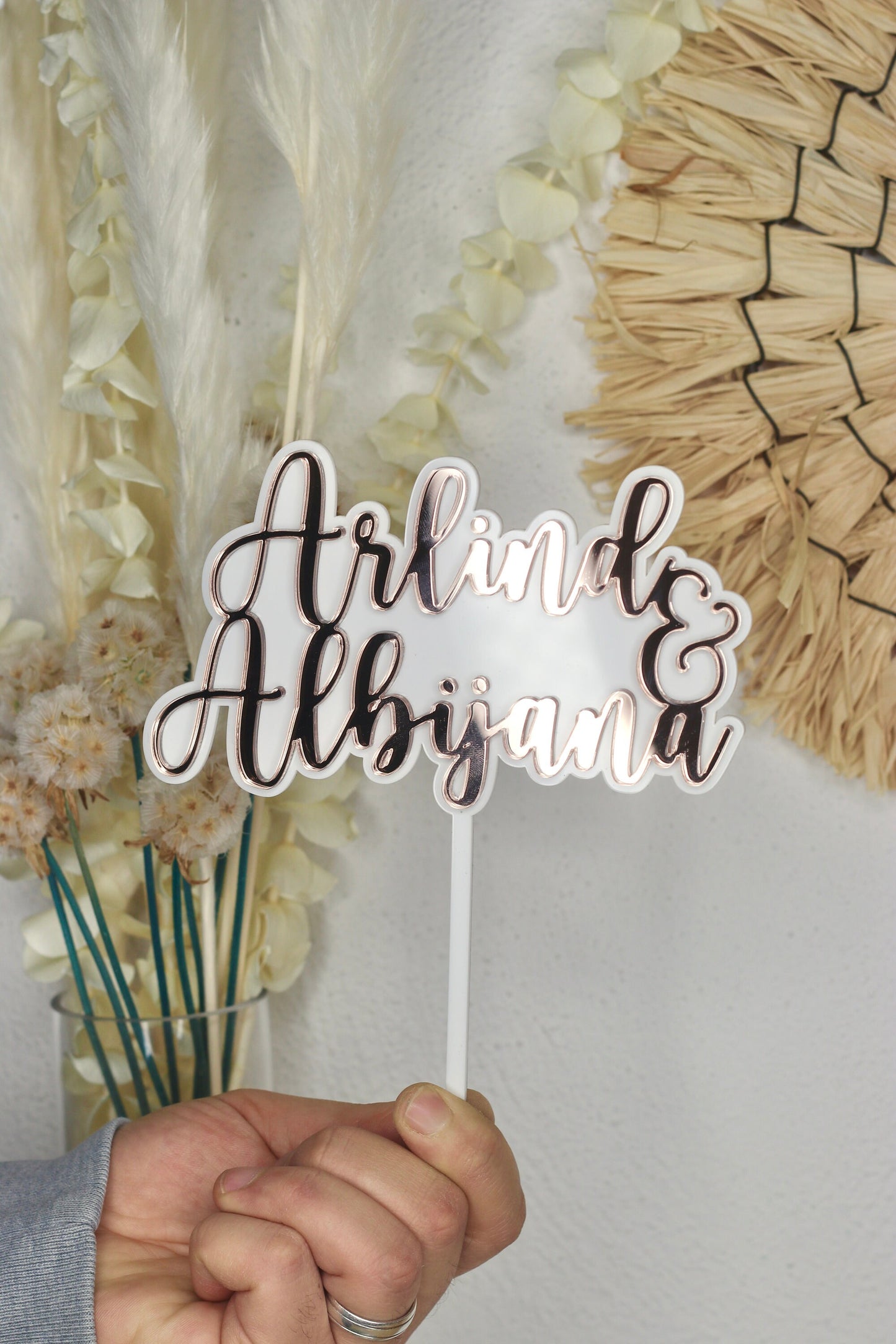 Cake Topper Hochzeit Verlobung | Cake Topper Wedding | Acryl gedoppelt | Weiß, Gold, Silber, Rosegold
