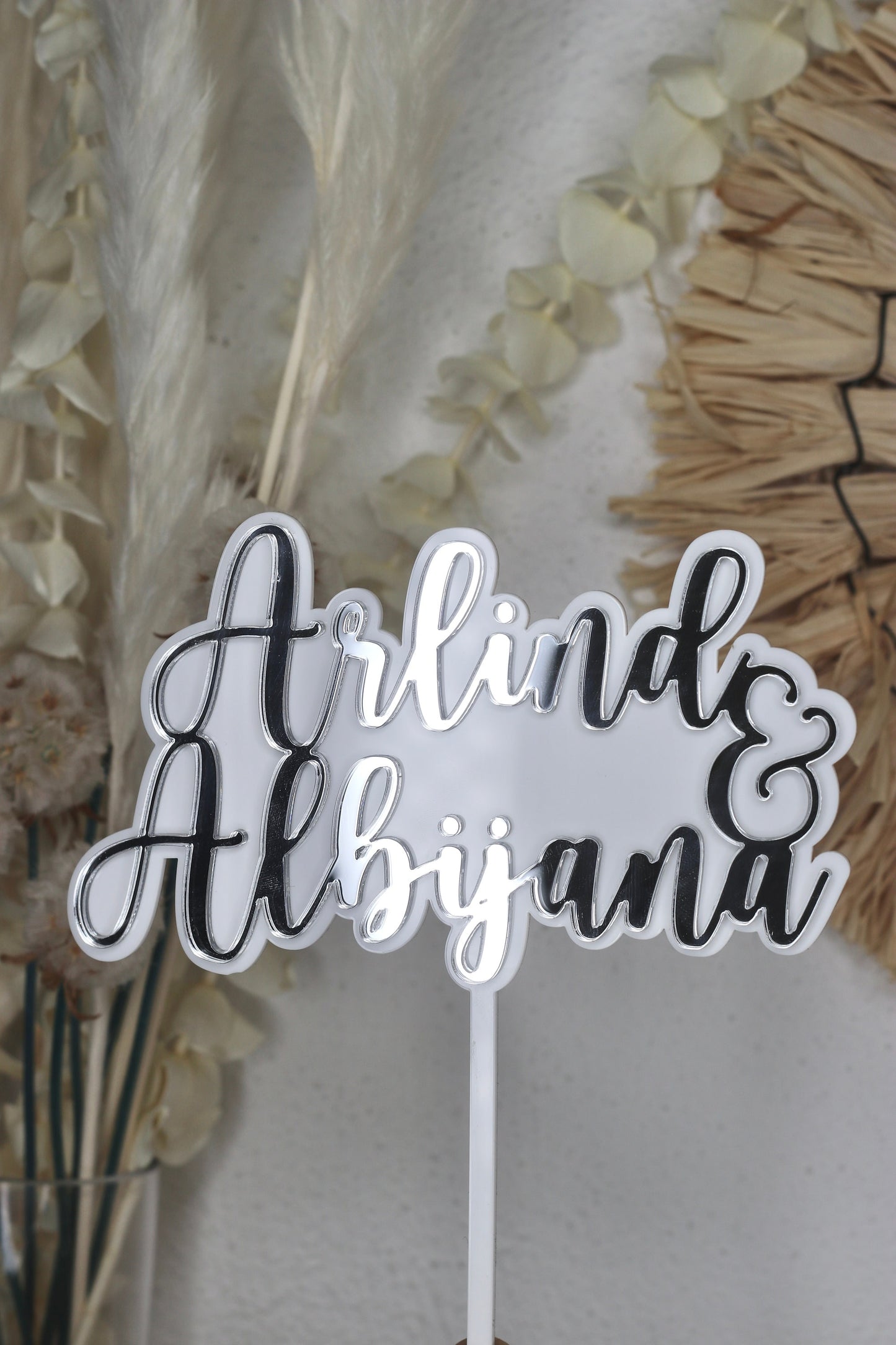 Cake Topper Hochzeit Verlobung | Cake Topper Wedding | Acryl gedoppelt | Weiß, Gold, Silber, Rosegold