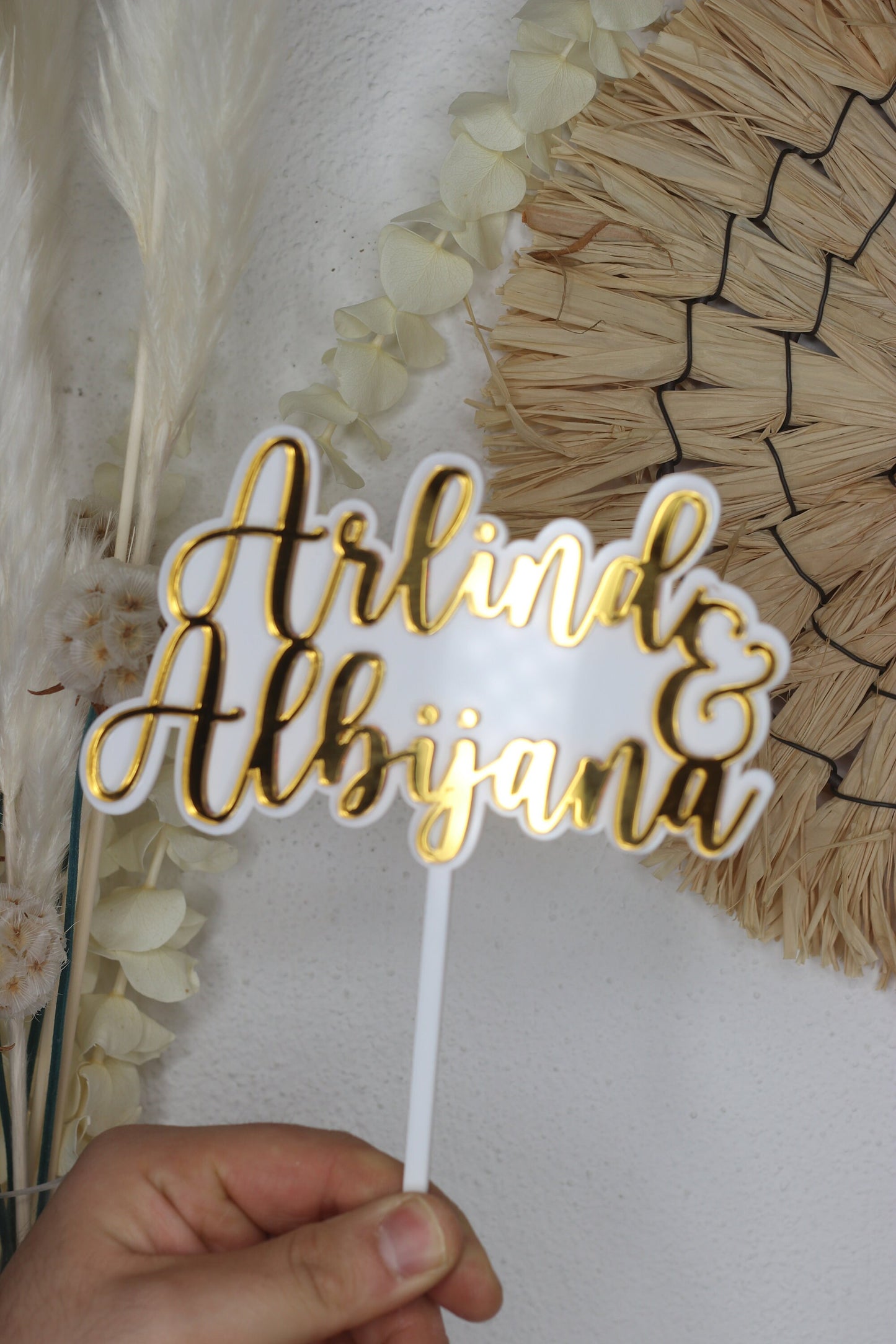 Cake Topper Hochzeit Verlobung | Cake Topper Wedding | Acryl gedoppelt | Weiß, Gold, Silber, Rosegold