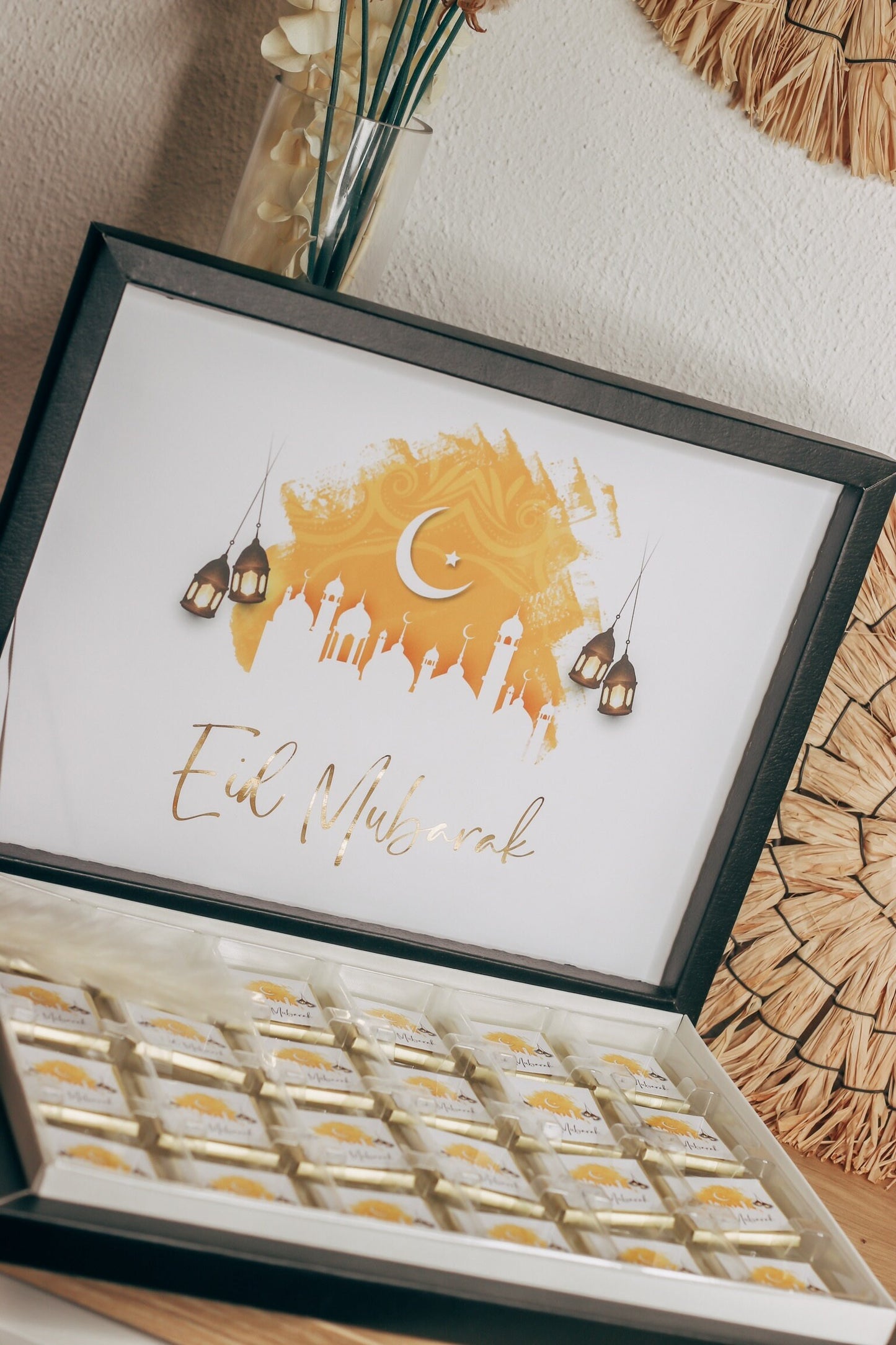 Eid Mubarak Schokobox - iyi bayramlar - urime festa e bajramit - bayram dekoration eid dekoration mit Goldeffekt