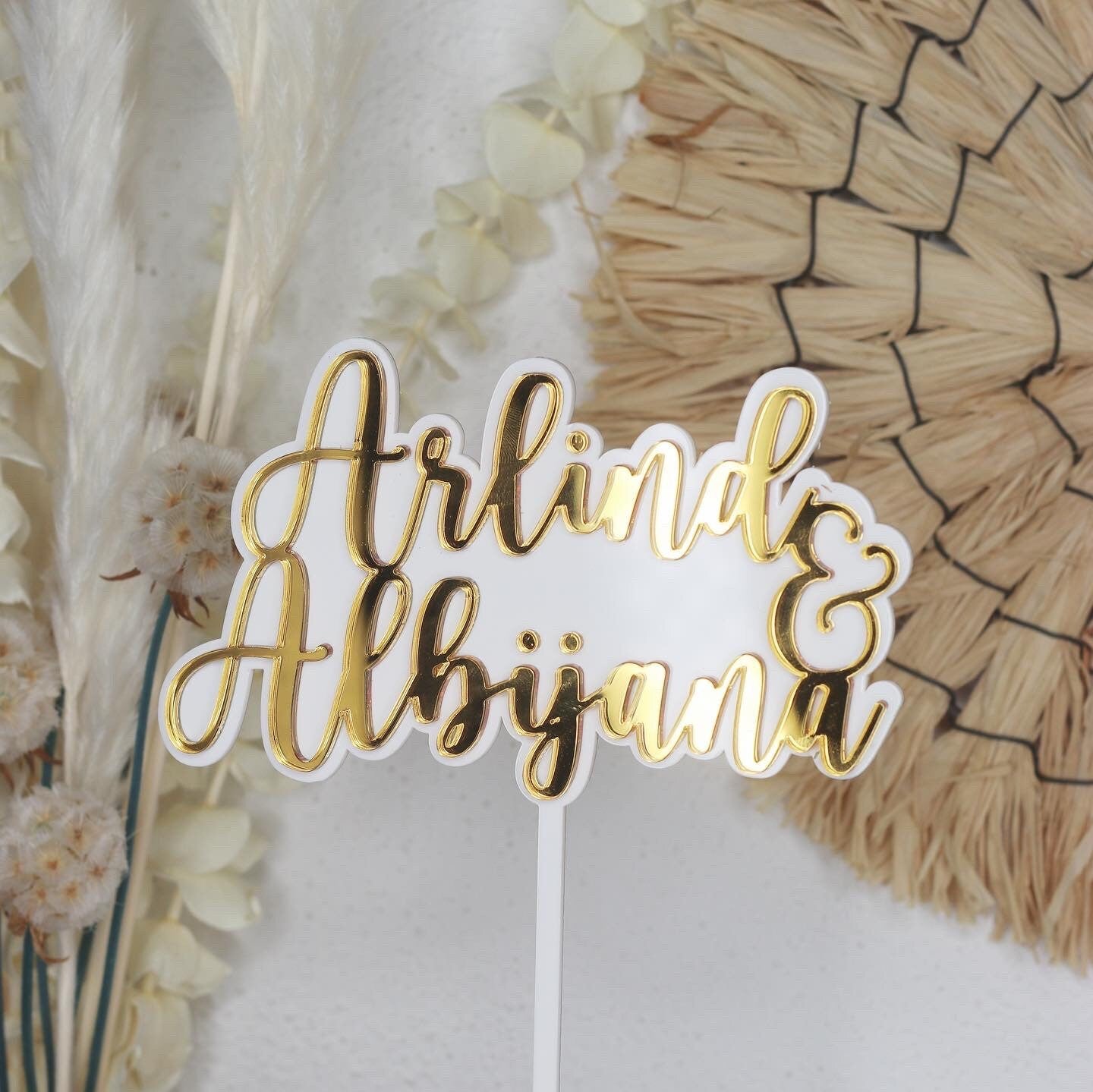 Cake Topper Hochzeit Verlobung | Cake Topper Wedding | Acryl gedoppelt | Weiß, Gold, Silber, Rosegold
