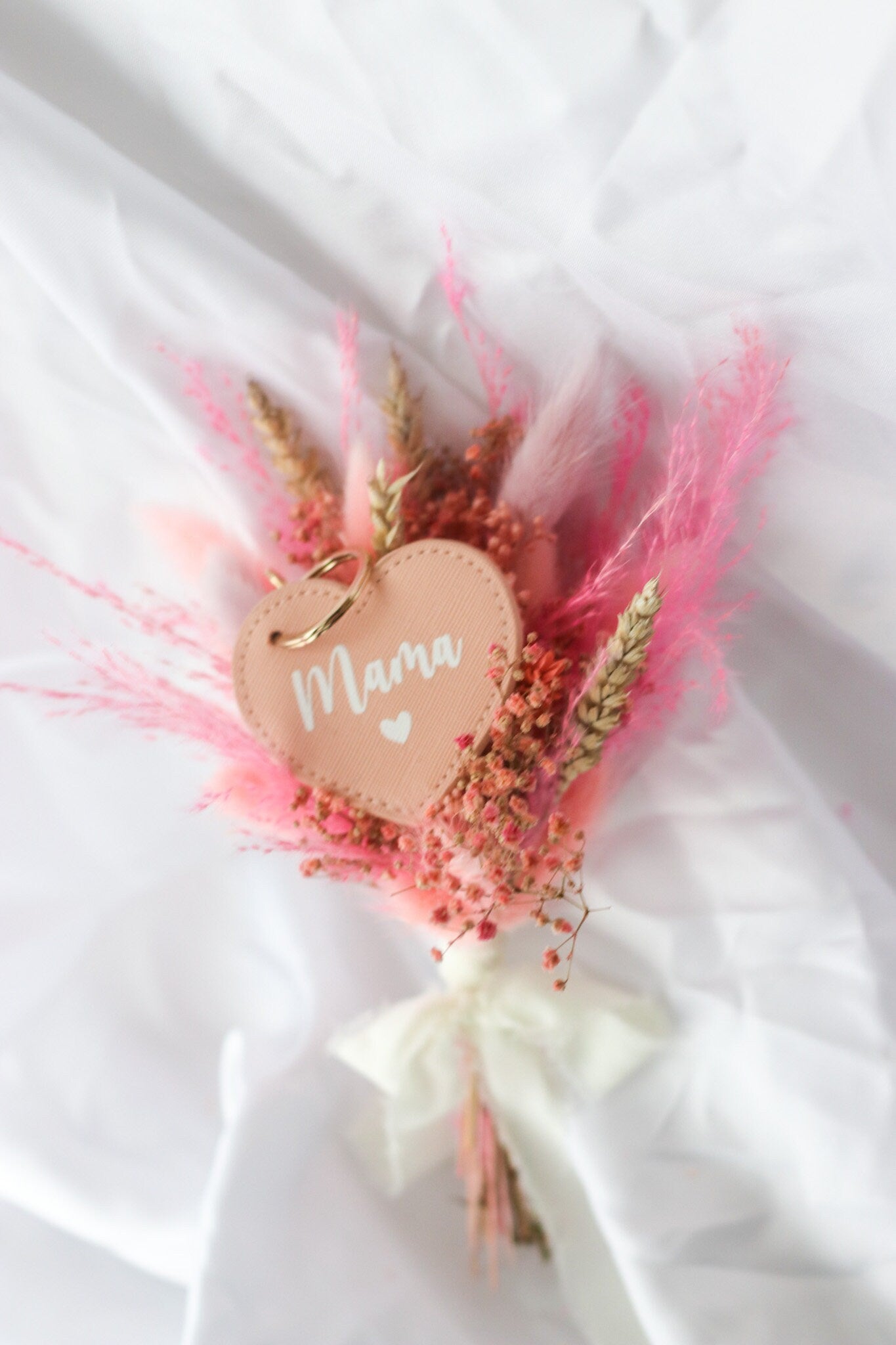 Trockenblumenstrauß Muttertag - Geschenk für Mama inkl. Schlüsselanhänger - Oma Mama - Beste Mama