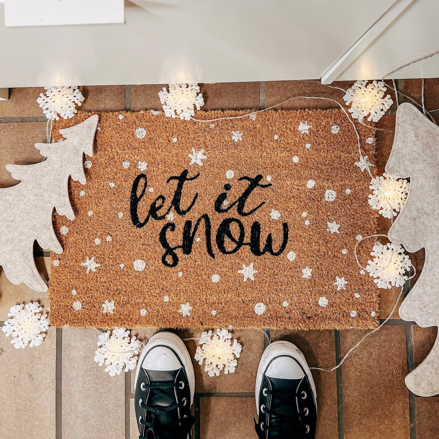 Fußmatte Weihnachten "let it snow" minimalistisch kaligrafie / Geschenk Weihnachten - Weihnachtsdeko Eingang