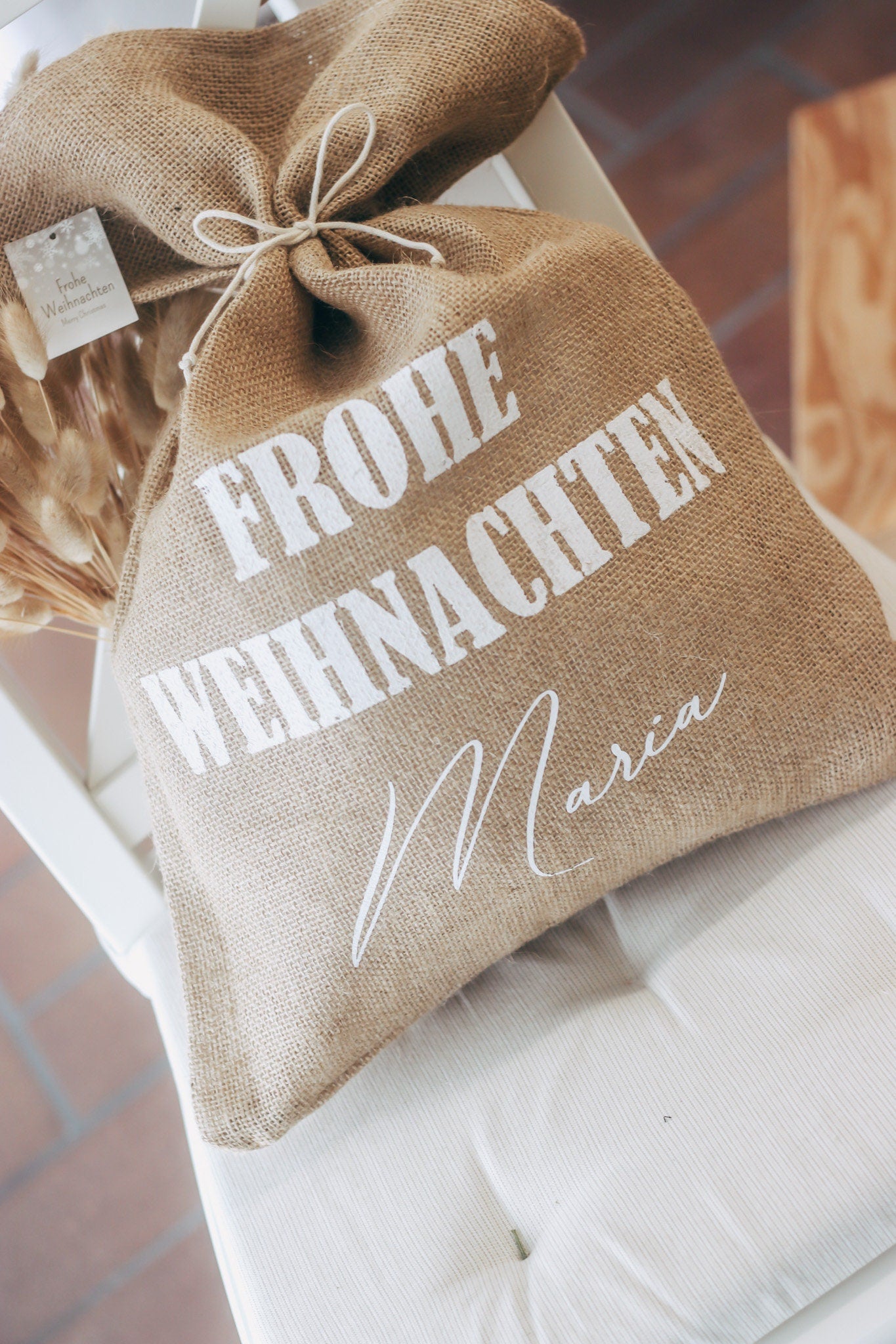 Weihnachten Geschenk - Geschenkbeutel - Mitarbeitergeschenk - Firmenfeier - Gastgeschenk Weihnachten - XXL Jutesack mit Namen