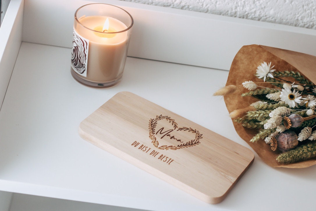 Frühstücksbrett Mama - Vesperbrett Mutter - Muttertag Geschenk personalisiert - Mama du bist die beste