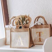 Team Braut JGA Jutetaschen mit Initial & Team Braut/Braut - Hochzeit - Bride to be - Junggesellinnenabschied