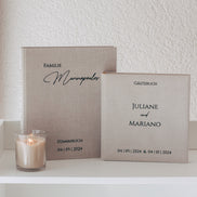 Gästebuch Hochzeit mit Leinen cover personalisiert - auch im SET mit Stammbuch erhältlich