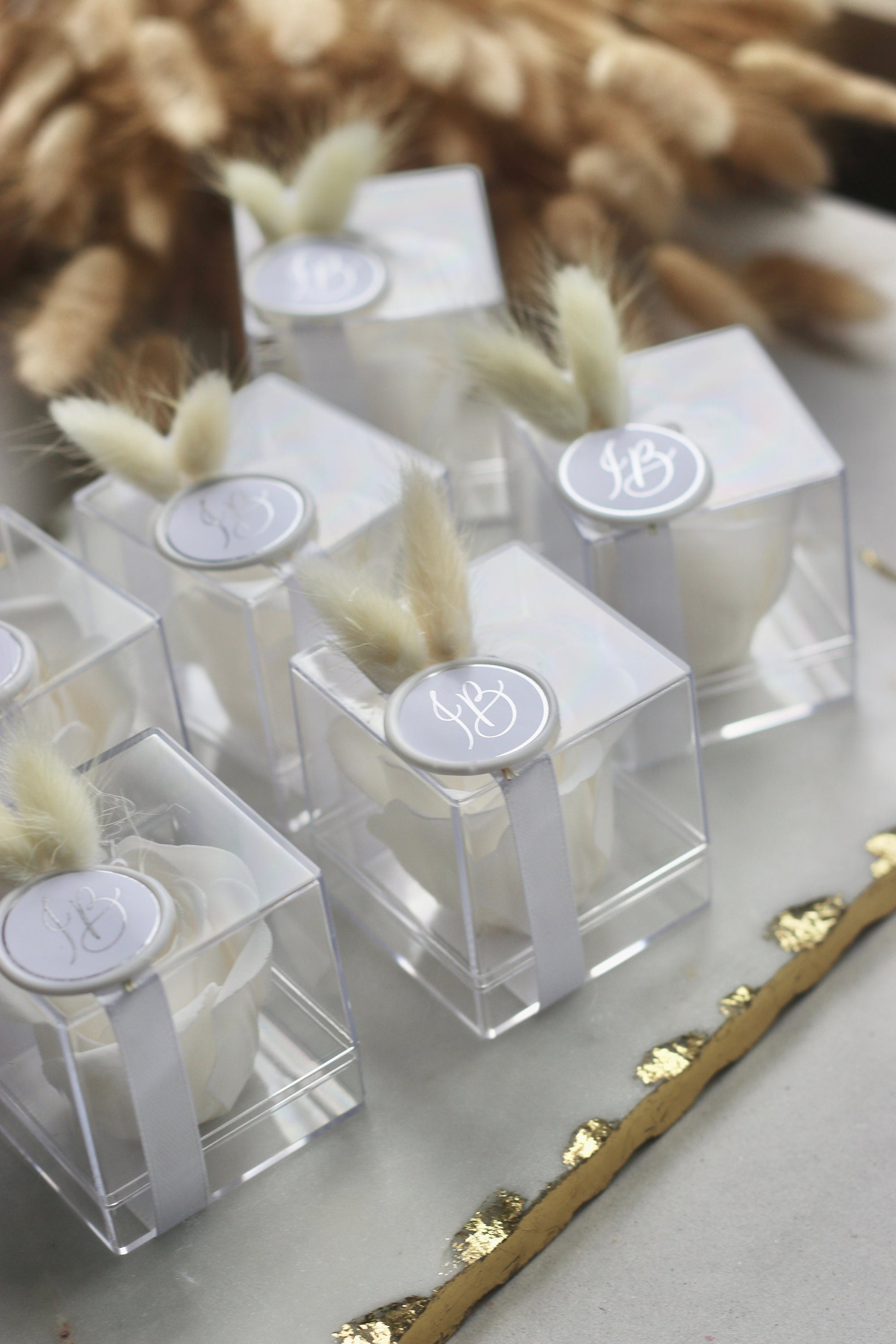 Gastgeschenk Hochzeit mit personalisiertem Wachssiegel - Rosenbox Rosenseife - Guest favor - Wedding favour