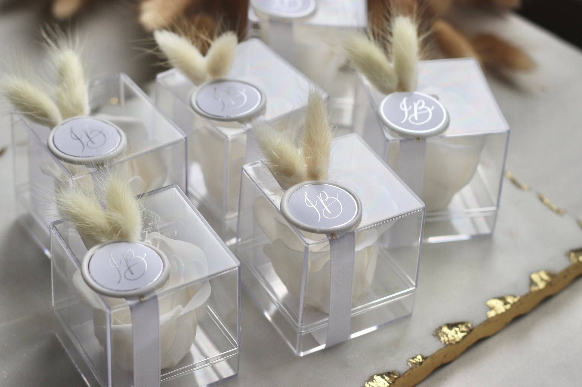 Gastgeschenk Hochzeit mit personalisiertem Wachssiegel - Rosenbox Rosenseife - Guest favor - Wedding favour