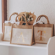 Team Braut JGA Jutetaschen mit Initial & Team Braut/Braut - Hochzeit - Bride to be - Junggesellinnenabschied