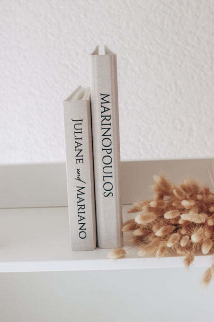 Gästebuch Hochzeit mit Leinen cover personalisiert - auch im SET mit Stammbuch erhältlich