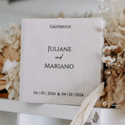 Gästebuch Hochzeit mit Leinen cover personalisiert - auch im SET mit Stammbuch erhältlich