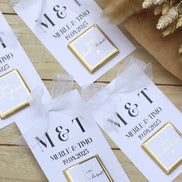 Gastgeschenk Hochzeit - Schokokarte - Goldene Schriftveredelung - Personalisiert mit Namen, Datum + Text, Söz, Nikah,