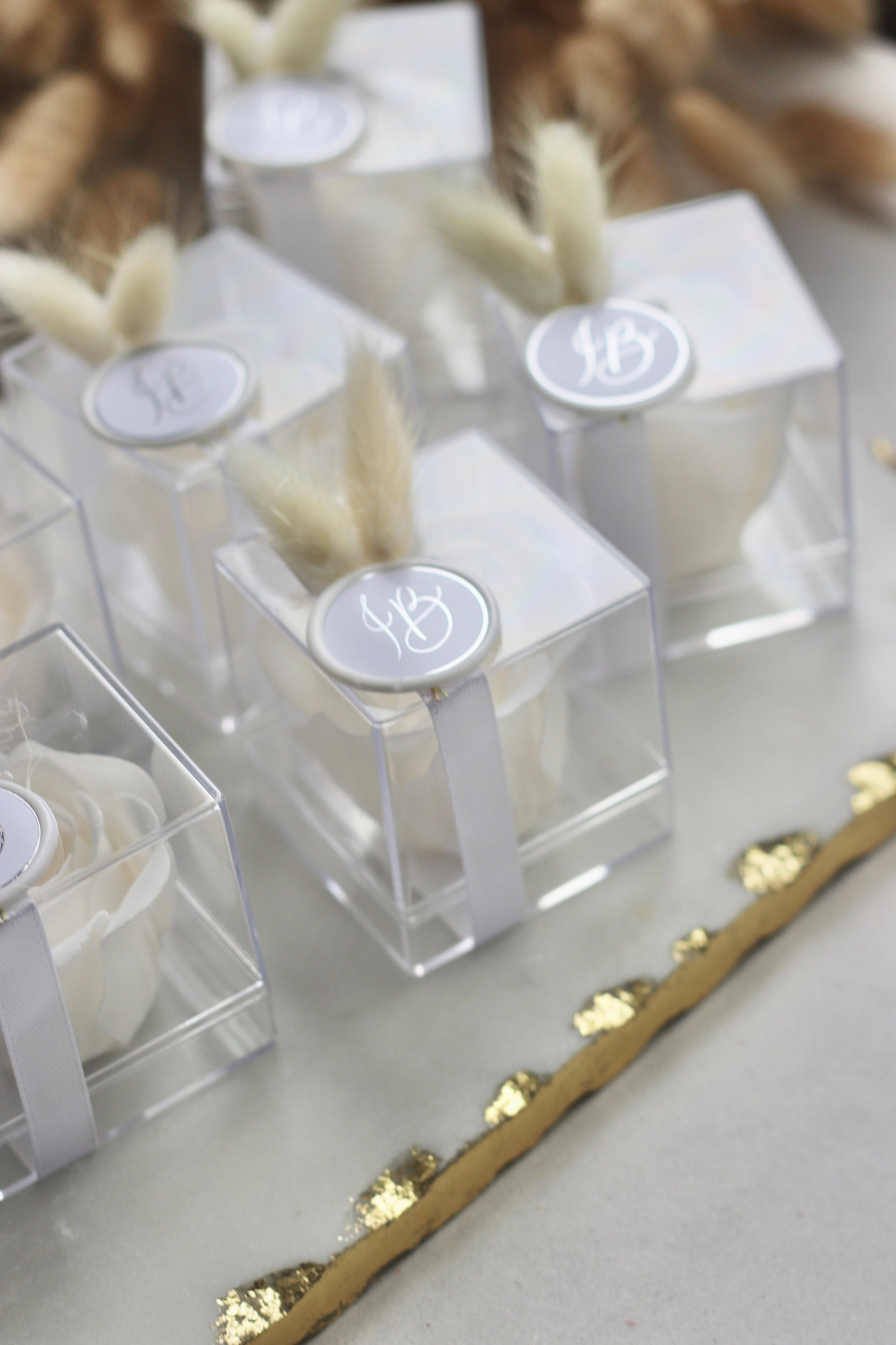 Gastgeschenk Hochzeit mit personalisiertem Wachssiegel - Rosenbox Rosenseife - Guest favor - Wedding favour