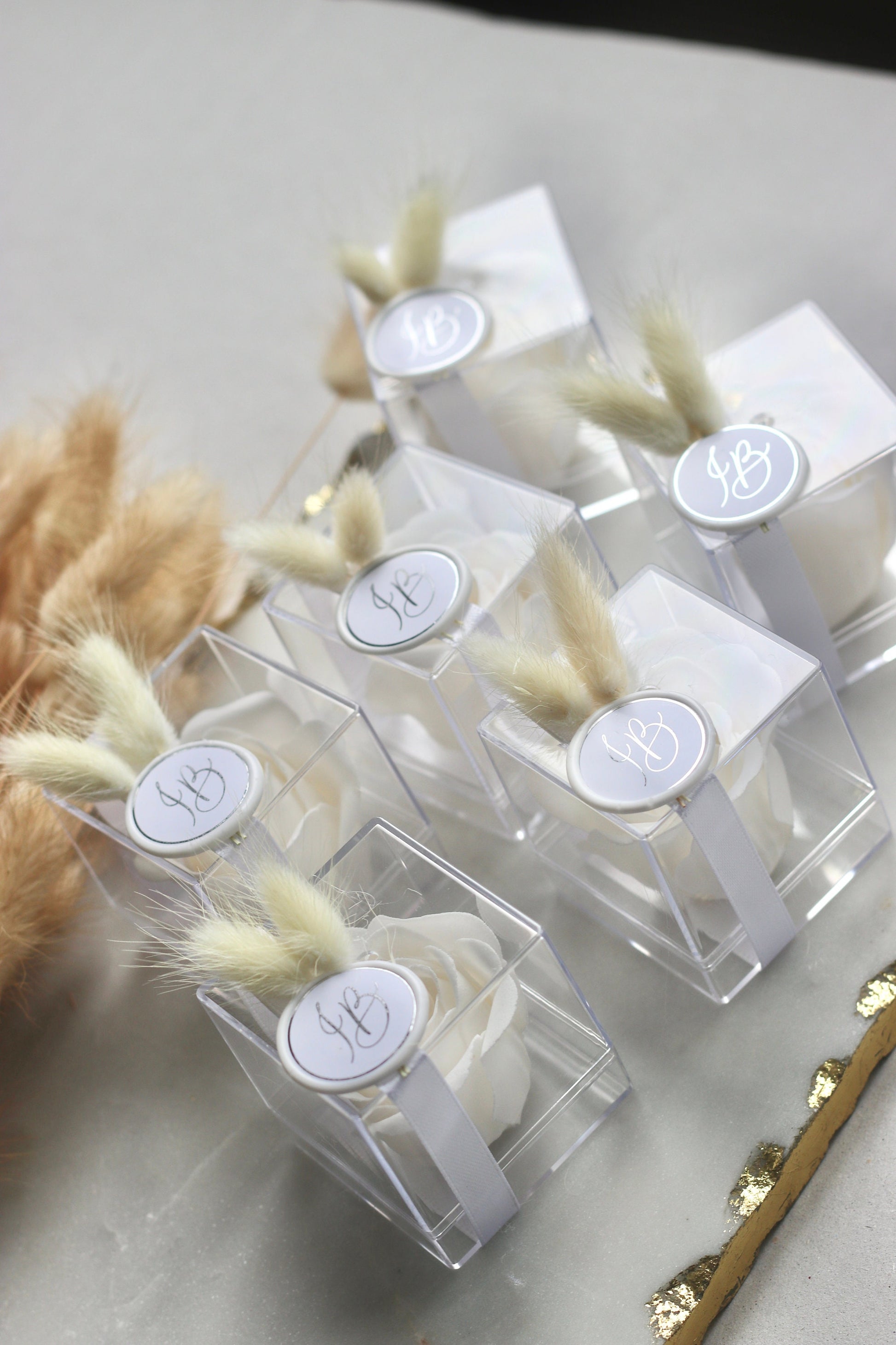 Gastgeschenk Hochzeit mit personalisiertem Wachssiegel - Rosenbox Rosenseife - Guest favor - Wedding favour