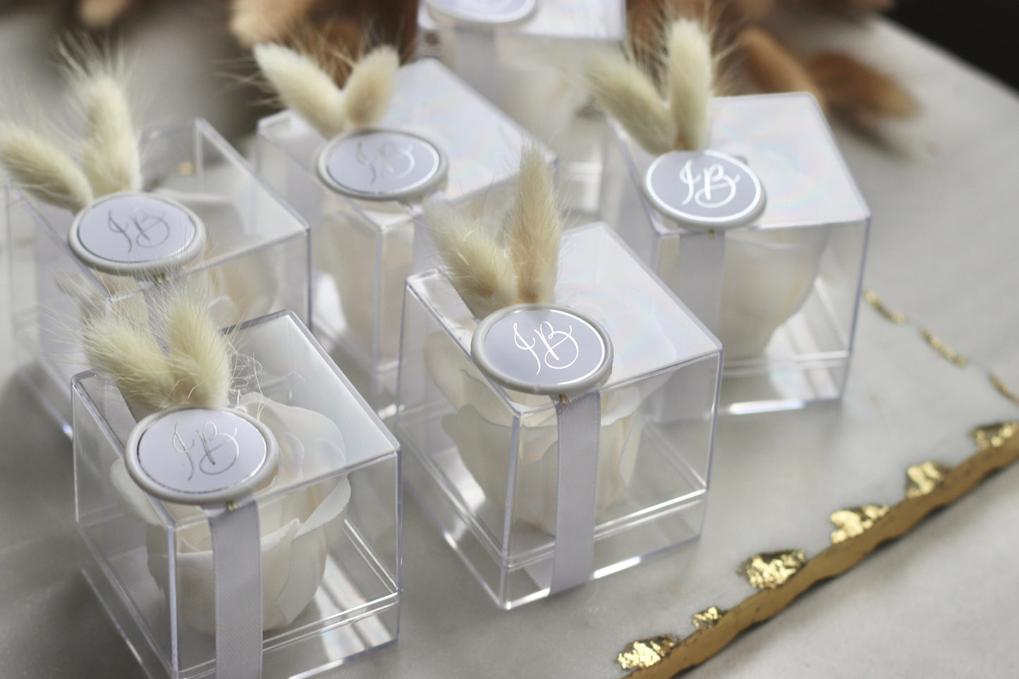 Gastgeschenk Hochzeit mit personalisiertem Wachssiegel - Rosenbox Rosenseife - Guest favor - Wedding favour