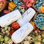 Thermobecher in weiß personalisiert - minimalistisch - Freundesgruppe - Mädelsabend - Prosecco Glas - Weinbecher - Sektbecher
