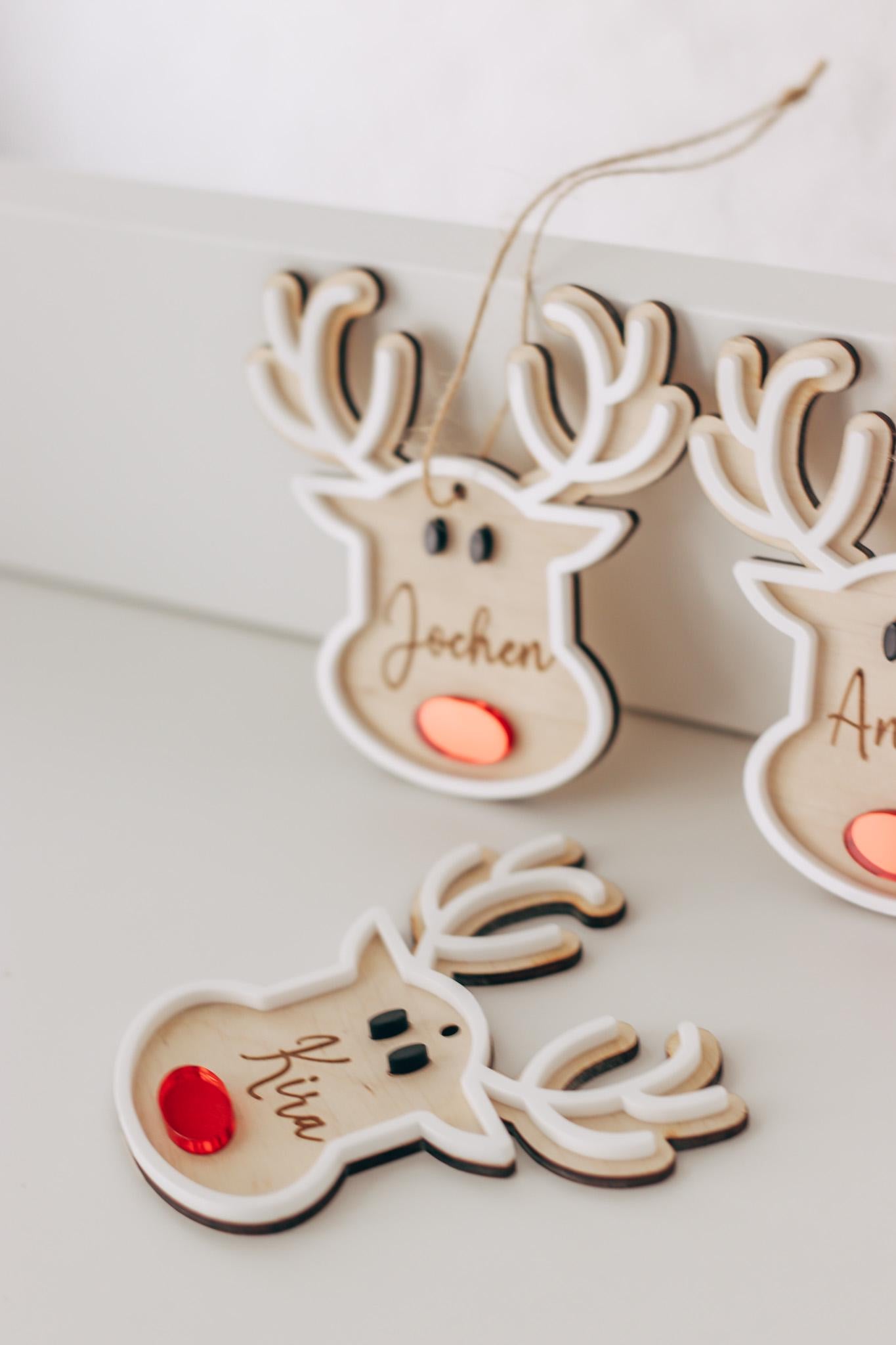 Christbaum Anhänger - Weihnachtsbaumdeko - Dekoration Weihnachten - Personalisierte Holzanhänger - Ornamente - Mitarbeiter Geschenk