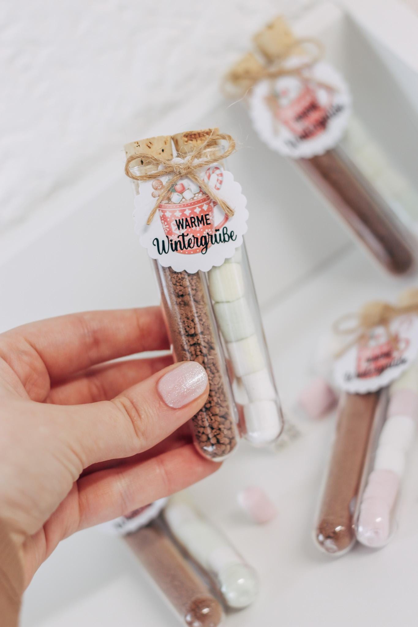 Gastgeschenk Weihnachten - Warme Wintergrüße Kakao & Marshmallows - Mitarbeiter Geschenk, Wichtelgeschenk, Geschenk unter Kollegen