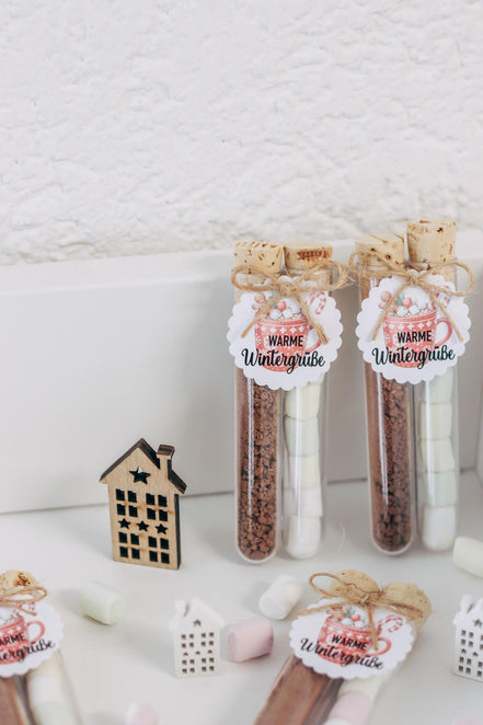 Gastgeschenk Weihnachten - Warme Wintergrüße Kakao & Marshmallows - Mitarbeiter Geschenk, Wichtelgeschenk, Geschenk unter Kollegen