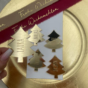 Weihnachten Platzkarte (auch mit Loch möglich) für den gedeckten Tisch oder auch als Deko für vorhandene Geschenke, 6,5 cm Gold oder silber