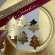 Weihnachten Platzkarte (auch mit Loch möglich) für den gedeckten Tisch oder auch als Deko für vorhandene Geschenke, 6,5 cm Gold oder silber